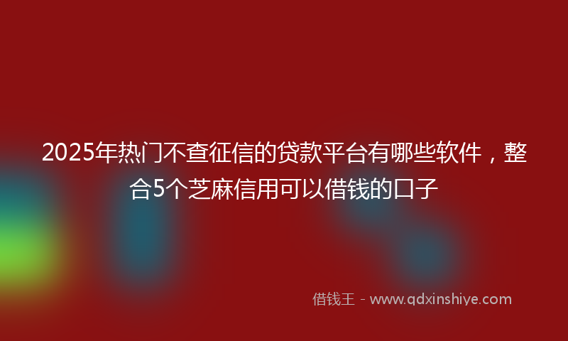 2025年热门不查征信的贷款平台有哪些软件，整合5个芝麻信用可以借钱的口子