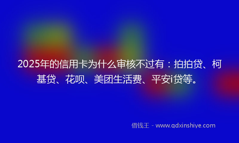 2025年的信用卡为什么审核不过有：拍拍贷、柯基贷、花呗、美团生活费、平安i贷等。