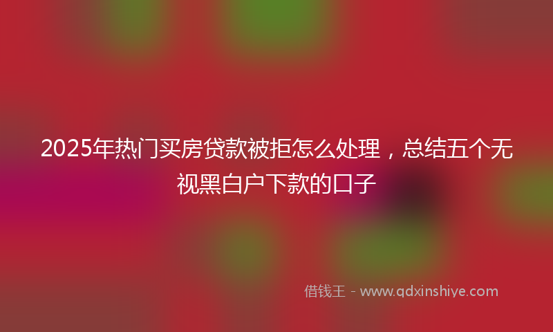 2025年热门买房贷款被拒怎么处理，总结五个无视黑白户下款的口子