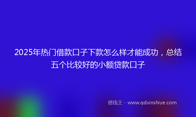 2025年热门借款口子下款怎么样才能成功，总结五个比较好的小额贷款口子