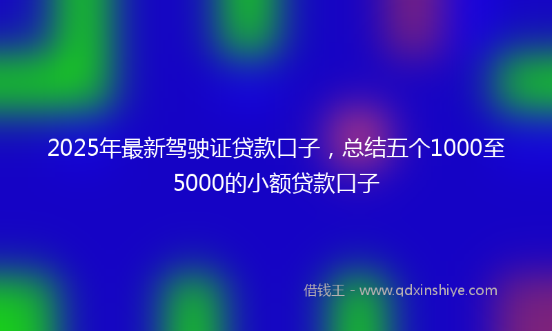 2025年最新驾驶证贷款口子，总结五个1000至5000的小额贷款口子