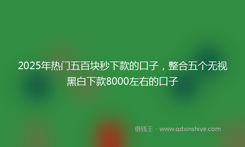 2025年热门五百块秒下款的口子，整合五个无视黑白下款8000左右的口子