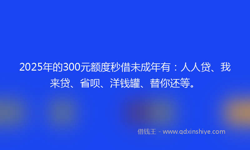 2025年的300元额度秒借未成年有：人人贷、我来贷、省呗、洋钱罐、替你还等。