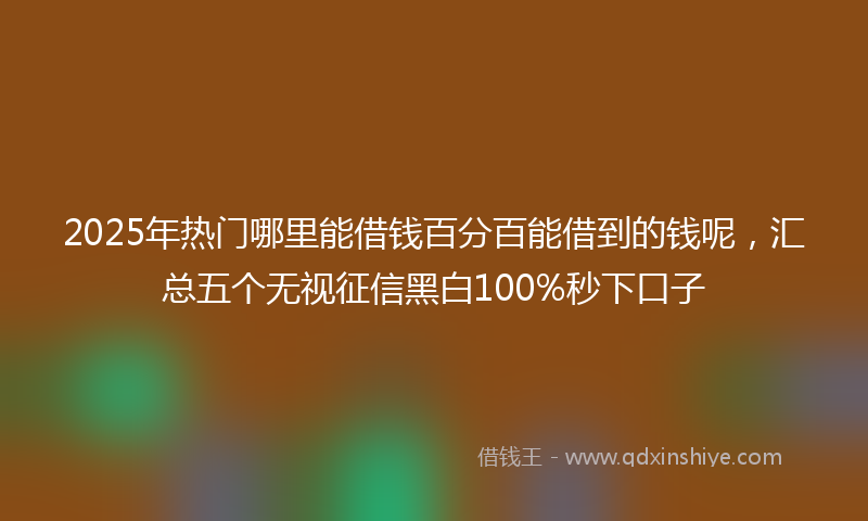 2025年热门哪里能借钱百分百能借到的钱呢，汇总五个无视征信黑白100%秒下口子