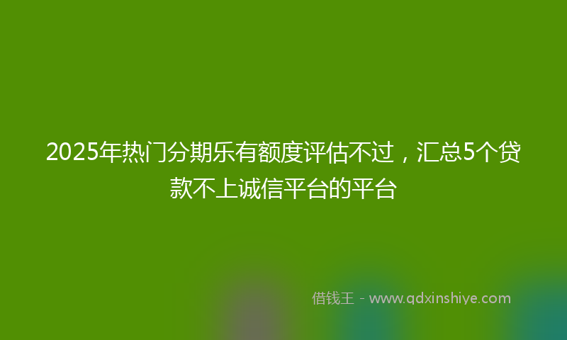 2025年热门分期乐有额度评估不过，汇总5个贷款不上诚信平台的平台