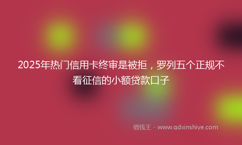2025年热门信用卡终审是被拒，罗列五个正规不看征信的小额贷款口子
