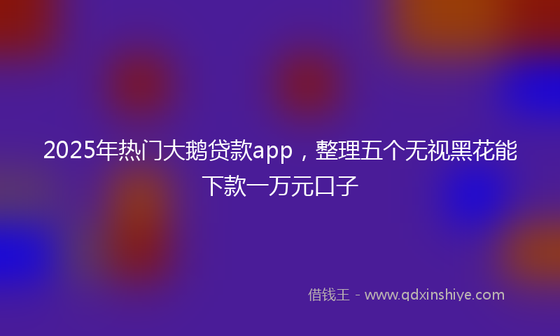 2025年热门大鹅贷款app，整理五个无视黑花能下款一万元口子