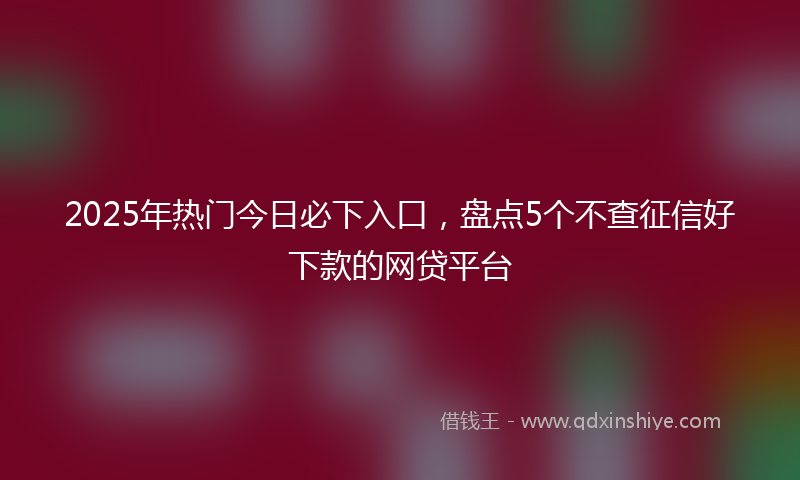 2025年热门今日必下入口，盘点5个不查征信好下款的网贷平台