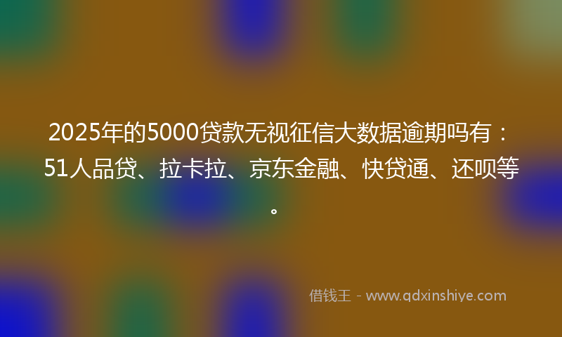 2025年的5000贷款无视征信大数据逾期吗有：51人品贷、拉卡拉、京东金融、快贷通、还呗等。