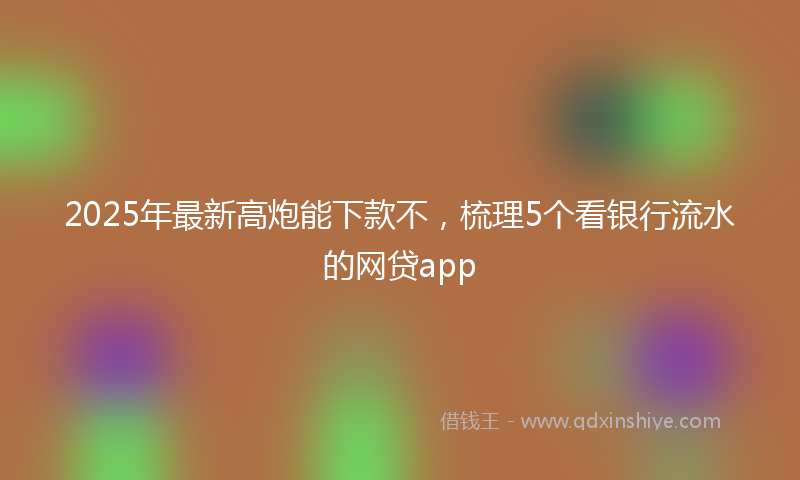 2025年最新高炮能下款不，梳理5个看银行流水的网贷app