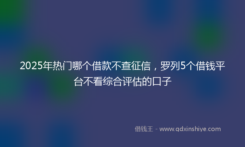 2025年热门哪个借款不查征信，罗列5个借钱平台不看综合评估的口子
