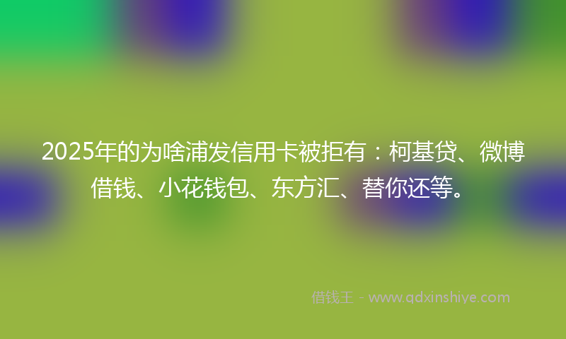 2025年的为啥浦发信用卡被拒有：柯基贷、微博借钱、小花钱包、东方汇、替你还等。