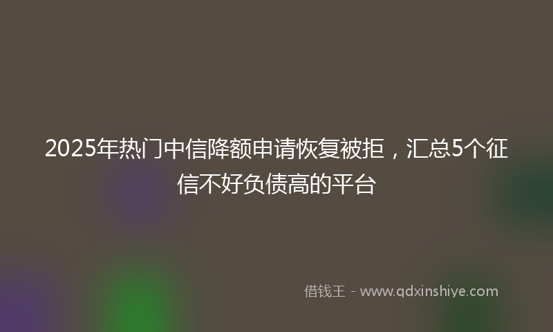 2025年热门中信降额申请恢复被拒，汇总5个征信不好负债高的平台