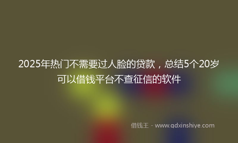 2025年热门不需要过人脸的贷款，总结5个20岁可以借钱平台不查征信的软件