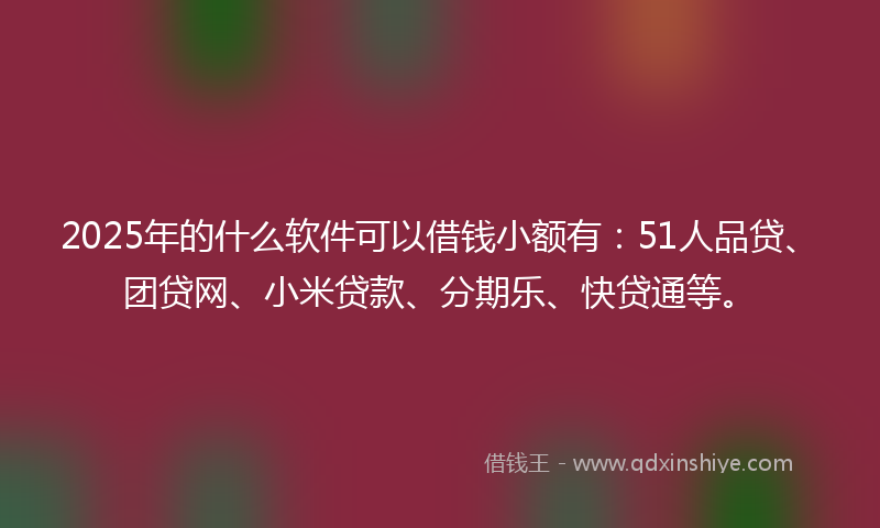 2025年的什么软件可以借钱小额有：51人品贷、团贷网、小米贷款、分期乐、快贷通等。
