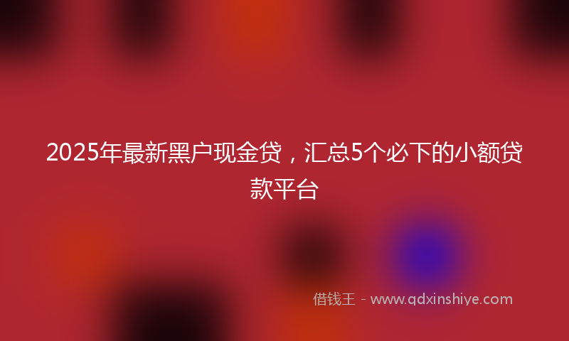 2025年最新黑户现金贷，汇总5个必下的小额贷款平台