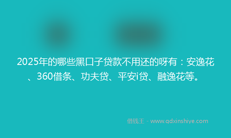 2025年的哪些黑口子贷款不用还的呀有：安逸花、360借条、功夫贷、平安i贷、融逸花等。