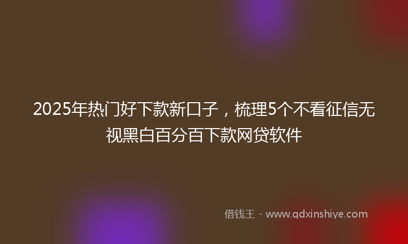 2025年热门好下款新口子，梳理5个不看征信无视黑白百分百下款网贷软件