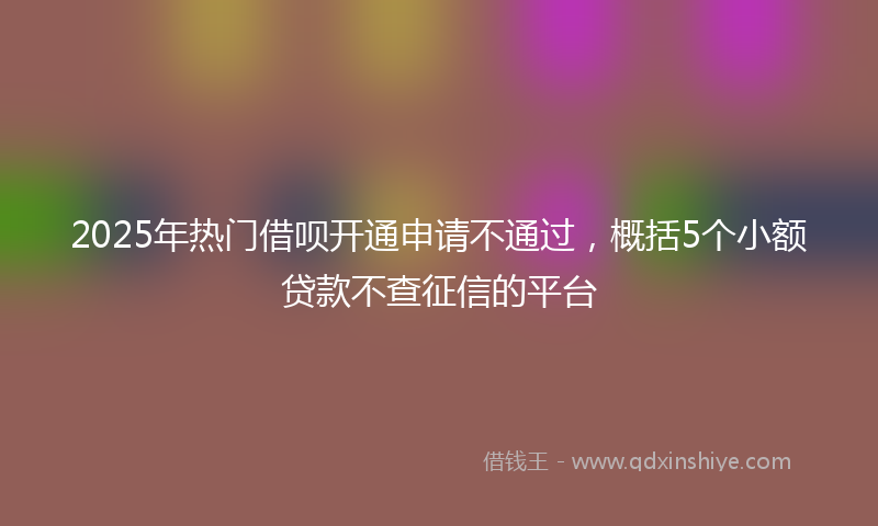 2025年热门借呗开通申请不通过，概括5个小额贷款不查征信的平台
