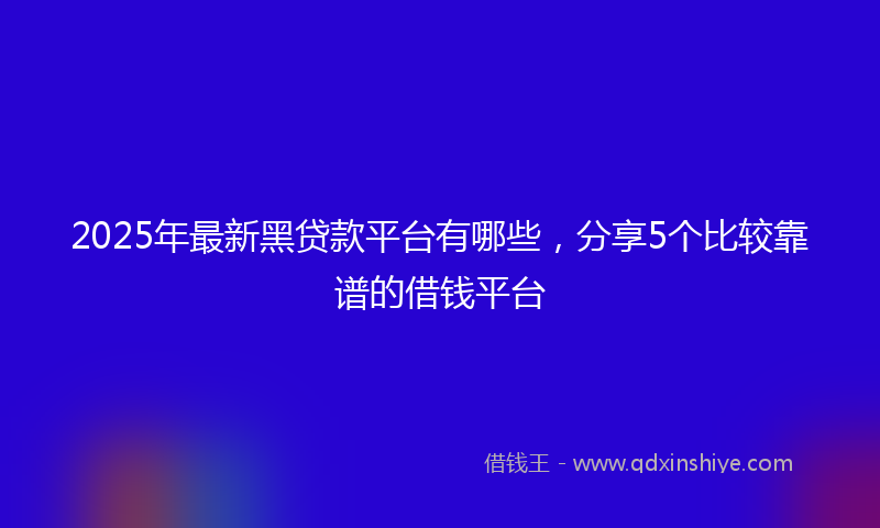 2025年最新黑贷款平台有哪些，分享5个比较靠谱的借钱平台