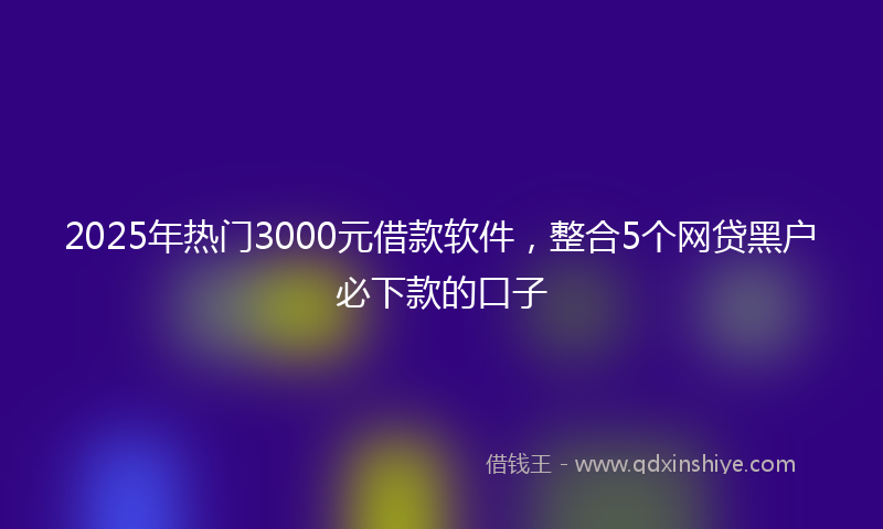 2025年热门3000元借款软件，整合5个网贷黑户必下款的口子