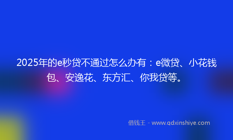 2025年的e秒贷不通过怎么办有：e微贷、小花钱包、安逸花、东方汇、你我贷等。