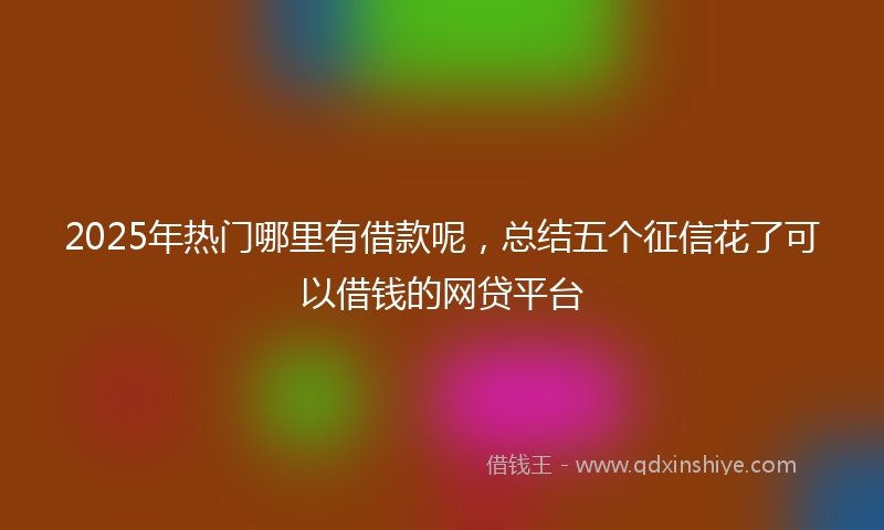 2025年热门哪里有借款呢，总结五个征信花了可以借钱的网贷平台
