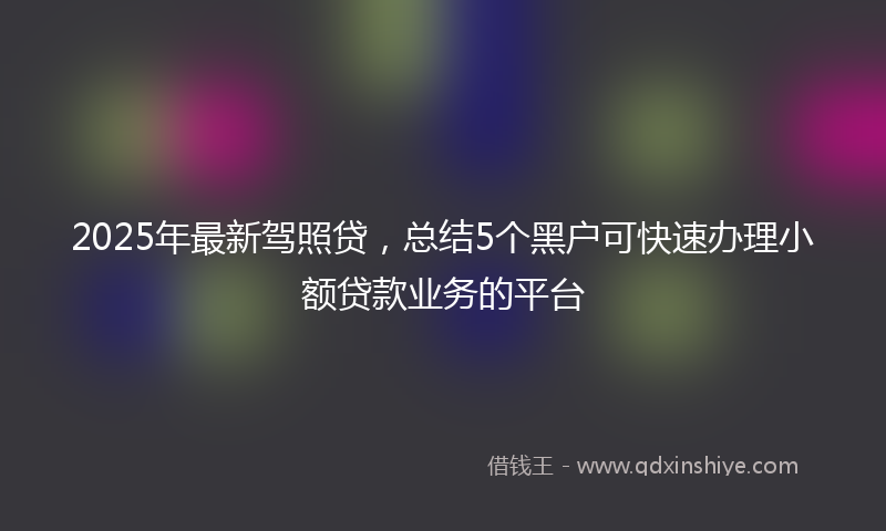 2025年最新驾照贷，总结5个黑户可快速办理小额贷款业务的平台