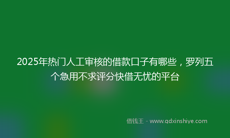 2025年热门人工审核的借款口子有哪些，罗列五个急用不求评分快借无忧的平台