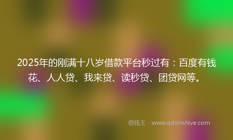 2025年的刚满十八岁借款平台秒过有：百度有钱花、人人贷、我来贷、读秒贷、团贷网等。