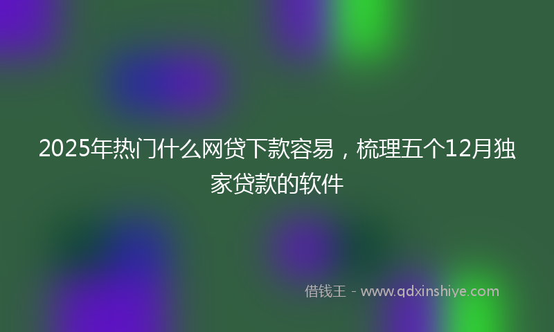 2025年热门什么网贷下款容易，梳理五个12月独家贷款的软件