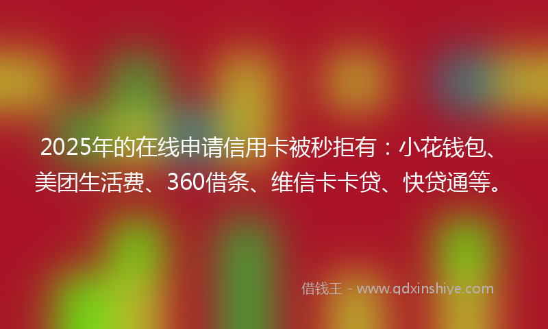 2025年的在线申请信用卡被秒拒有：小花钱包、美团生活费、360借条、维信卡卡贷、快贷通等。
