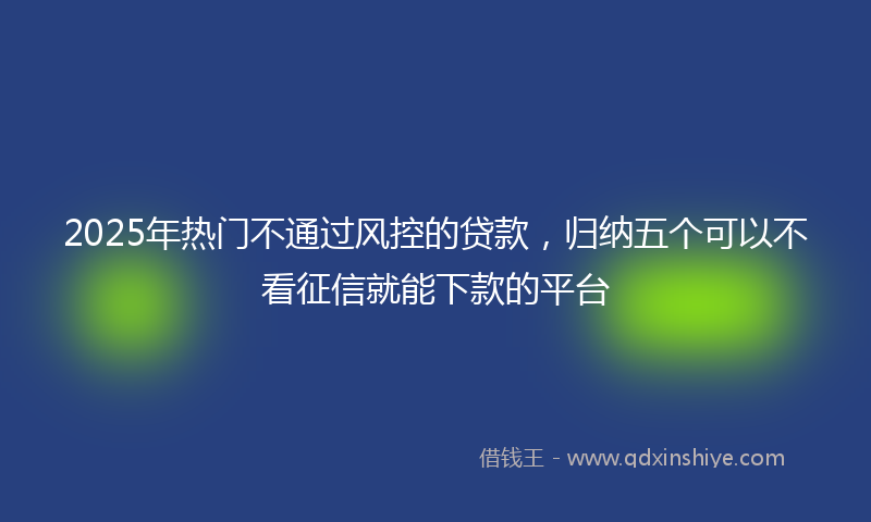 2025年热门不通过风控的贷款，归纳五个可以不看征信就能下款的平台