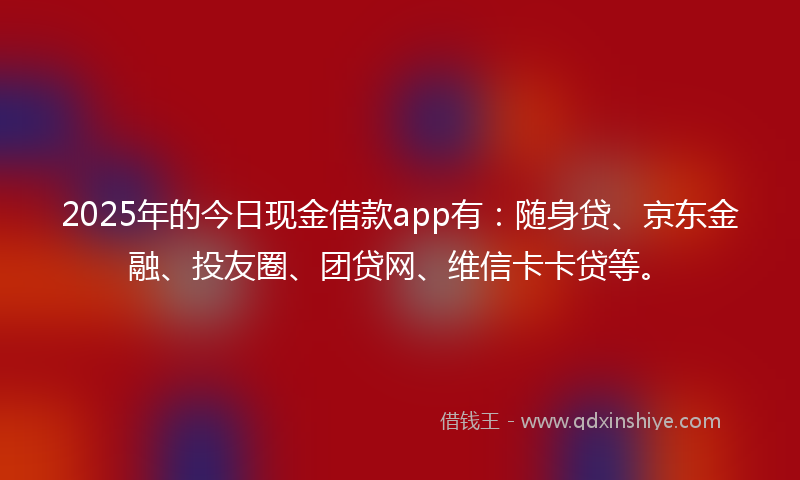 2025年的今日现金借款app有：随身贷、京东金融、投友圈、团贷网、维信卡卡贷等。