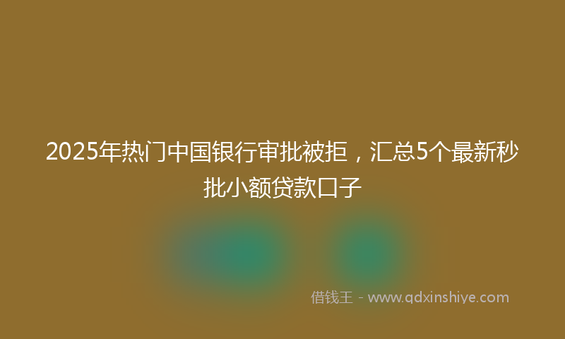 2025年热门中国银行审批被拒，汇总5个最新秒批小额贷款口子