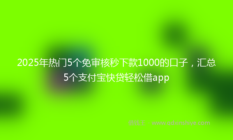 2025年热门5个免审核秒下款1000的口子，汇总5个支付宝快贷轻松借app