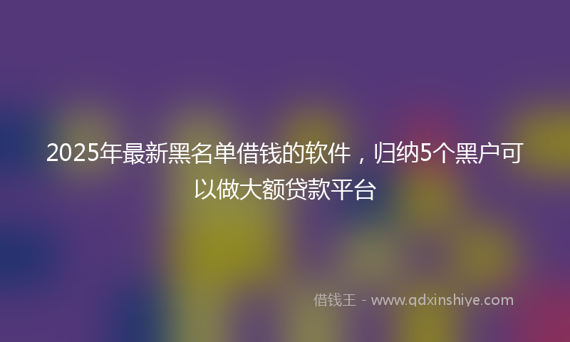 2025年最新黑名单借钱的软件，归纳5个黑户可以做大额贷款平台