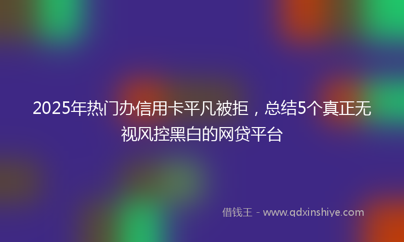 2025年热门办信用卡平凡被拒，总结5个真正无视风控黑白的网贷平台
