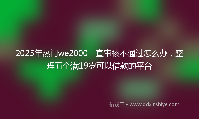 2025年热门we2000一直审核不通过怎么办，整理五个满19岁可以借款的平台