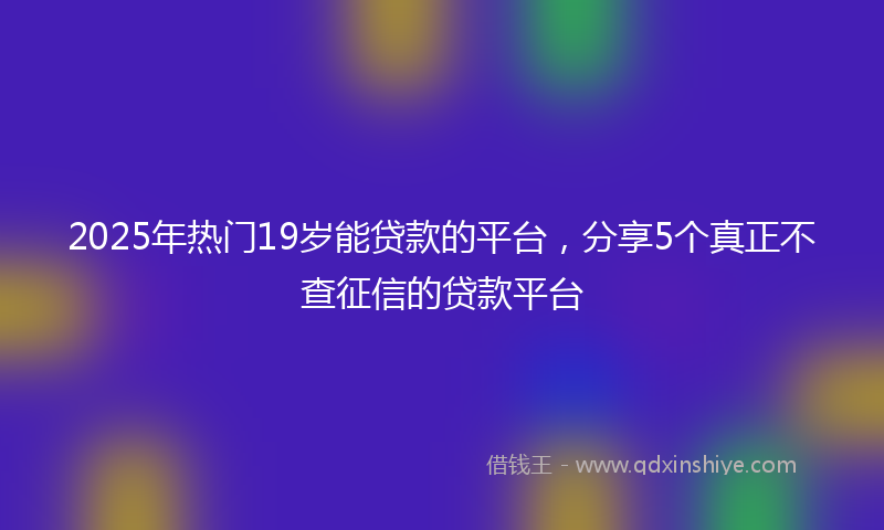 2025年热门19岁能贷款的平台，分享5个真正不查征信的贷款平台