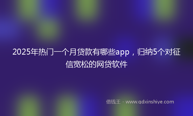 2025年热门一个月贷款有哪些app，归纳5个对征信宽松的网贷软件