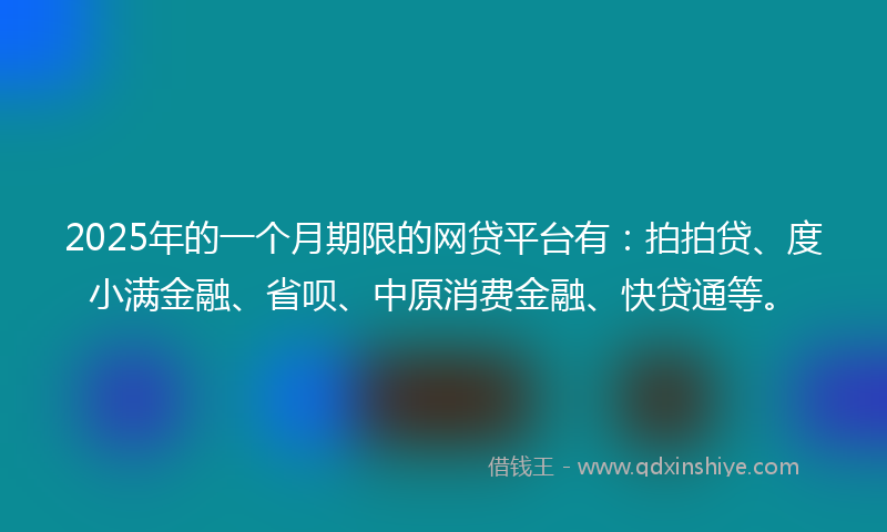 2025年的一个月期限的网贷平台有：拍拍贷、度小满金融、省呗、中原消费金融、快贷通等。