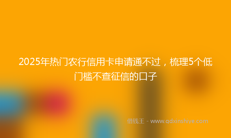 2025年热门农行信用卡申请通不过，梳理5个低门槛不查征信的口子