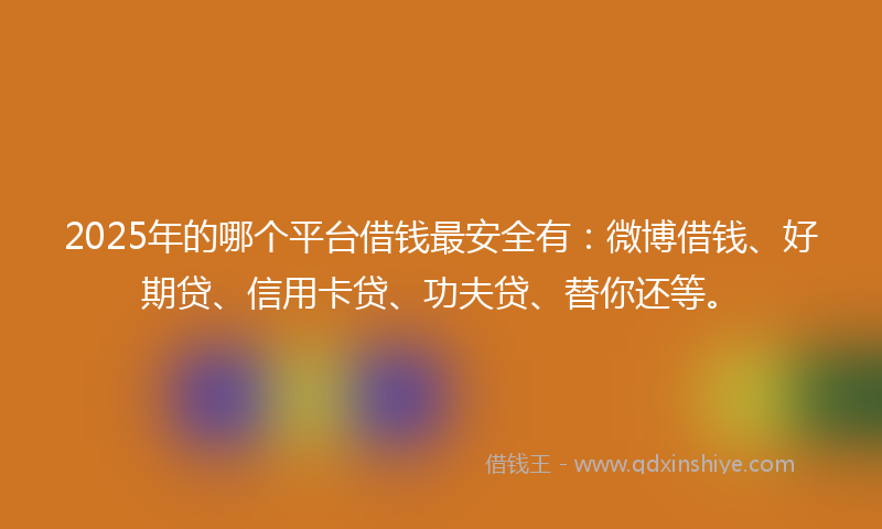 2025年的哪个平台借钱最安全有：微博借钱、好期贷、信用卡贷、功夫贷、替你还等。