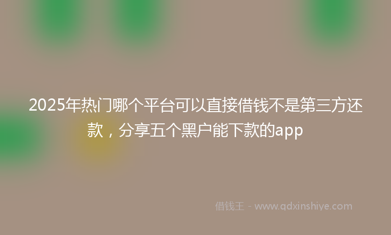 2025年热门哪个平台可以直接借钱不是第三方还款，分享五个黑户能下款的app