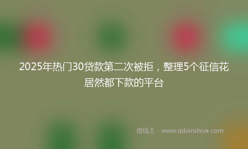 2025年热门30贷款第二次被拒，整理5个征信花居然都下款的平台