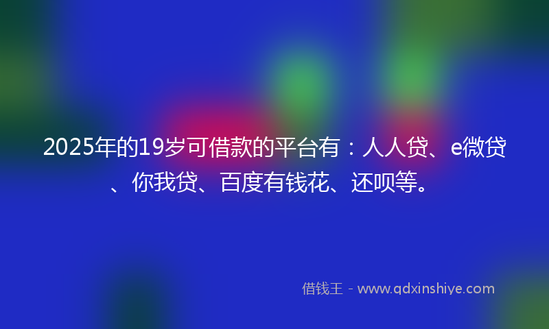 2025年的19岁可借款的平台有：人人贷、e微贷、你我贷、百度有钱花、还呗等。