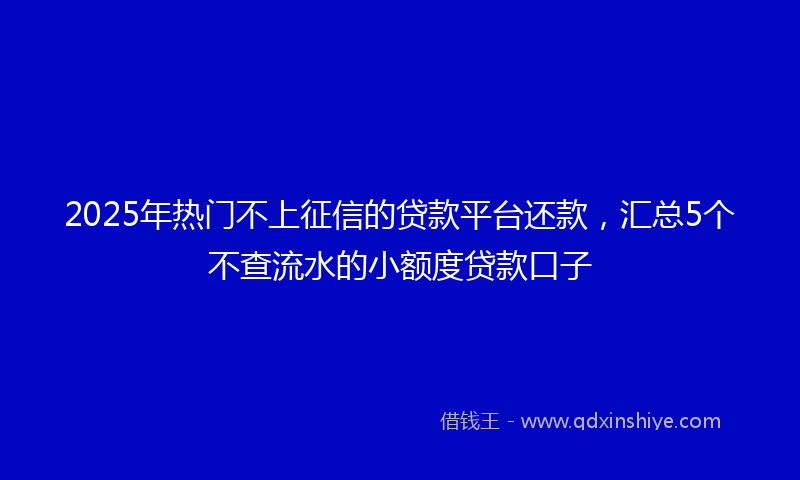 2025年热门不上征信的贷款平台还款，汇总5个不查流水的小额度贷款口子