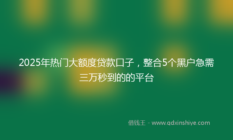 2025年热门大额度贷款口子，整合5个黑户急需三万秒到的的平台