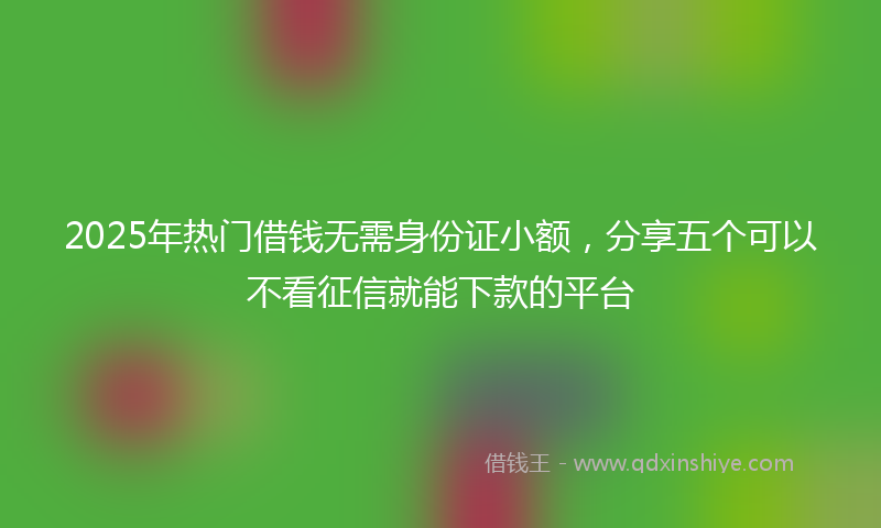 2025年热门借钱无需身份证小额，分享五个可以不看征信就能下款的平台